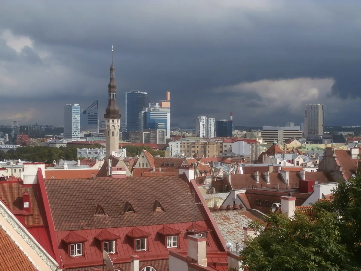 Panorama of Tallinn combining medieval Old Town and modern skyline
